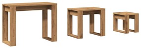 vidaXL 3 db kézműves tölgy színű szerelt fa dohányzóasztal
