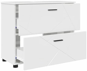 Fürdőszoba bútor szett 3 pcs Magasfényű fehér 76.5 x 35 x 64 cm