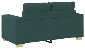 3-Darabos Sofa Szett Párnákkal - Sötét Zöld Szövet
