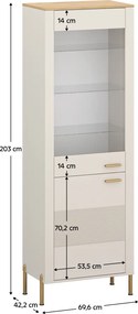 Vitrin, kasmír/kő tölgy, RUNOL 1D1W