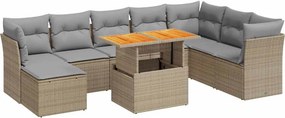 vidaXL 9 részes bézs polyrattan kerti ülőgarnitúra párnákkal