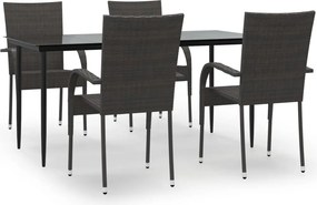 vidaXL 5 részes barna polyrattan kerti étkezőgarnitúra