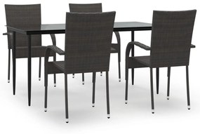 vidaXL 5 részes barna polyrattan kerti étkezőgarnitúra