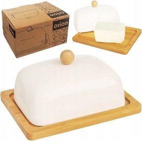 Bambusz porcelán vajtartó fehér Orion 16 x 13 cm