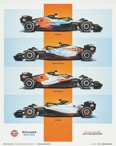 Williams Racing - Gulf Fan Livery - 2023 Festmény reprodukció, (40 x 50 cm)