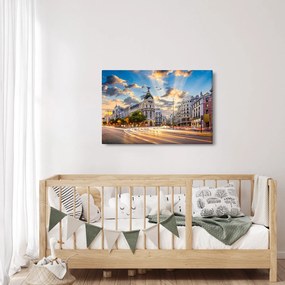 Kép - Calle Gran Vía, Madrid, Spanyolország (90x60 cm)