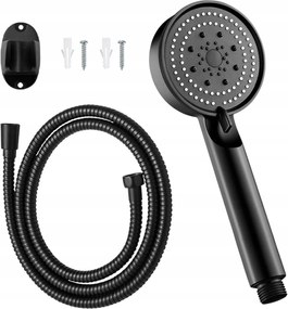 Zuhanyszett Fekete Zuhanyfej 4 Vízsugár Tömlő Tartó