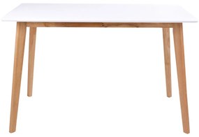 Vojens design étkezőasztal, fehér asztallap, natúr láb, 120x70x75cm