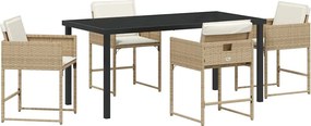 vidaXL Kert étkező szett 5 pcs Bézs polirattan