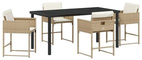 vidaXL Kert étkező szett 5 pcs Bézs polirattan