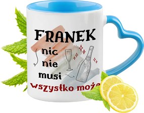 Frank számára Kék bögre szív alakú füllel Kávé ajándék