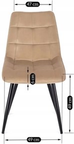 Szék bézs színben, bársony kárpittal RIO