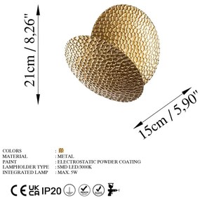 Aranyszínű LED fali lámpa ø 21 cm Yosma – Opviq lights