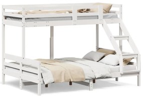 fehér tömör fenyőfa emeletes ágy 80 x 200/140 x 200 cm