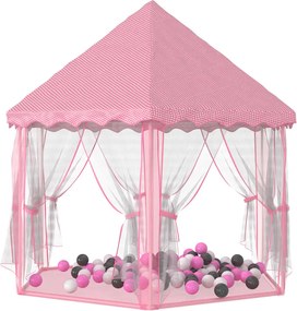 vidaXL rózsaszínű hercegnős játszósátor 250 labdával 133 x 140 cm