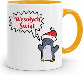 Sárga Karácsonyi Bögre Mikulásra, fényképes nyomtatással