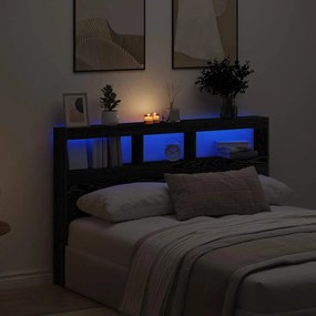 fekete tölgy színű áthidalószekrény LED-ekkel 160 x 17 x 102 cm
