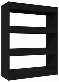 fekete szerelt fa könyvszekrény/térelválasztó 80 x 30 x 103 cm