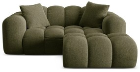 Zöld zsenília sarokkanapé (jobb oldali-heverő résszel) Treno – Cosmopolitan Design