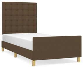 sötétbarna szövet ágykeret fejtámlával 80 x 200 cm