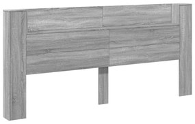 szürke sonoma színű áthidalószekrény LED-ekkel 220x16,5x103,5cm
