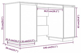 fehér tömör fenyőfa íróasztal 140 x 50 x 75 cm