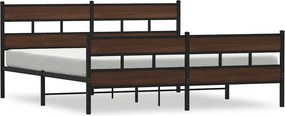 vidaXL barna tölgy színű fém ágykeret matrac nélkül 183 x 213 cm