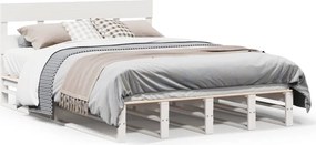 vidaXL fehér tömör fenyőfa ágy matrac nélkül 120 x 190 cm