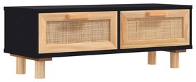 Fekete szerelt fa és tömör fenyőfa dohányzóasztal 80x40x30 cm