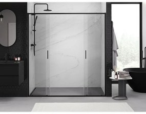 Mexen Exo, 2 szárnyú csúszó 200x200 cm, 6mm átlátszó üveg, fekete profil, 8152-200-000-70-00