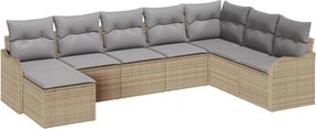 vidaXL Kerti Kanapé Szett 8 pcs Bézs polirattan