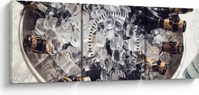 Kép - pezsgő a jégben (órával) (90x30 cm)
