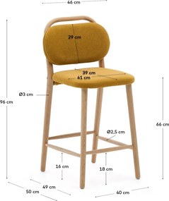 Mustársárga bárszék (ülésmagasság 66 cm) Helda – Kave Home