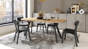 Mazzoni ALDO Artisan tölgy/fekete lábak - LOFT/IPARI STÍLUSÚ BŐVÍTHETŐ KEREK ASZTAL NAPPALIBA/ÉTKEZŐBE "Y" ALAKÚ LÁBAKKAL
