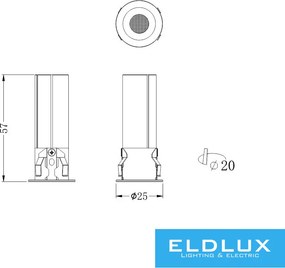 UNIVERSO Mini spotlámpa 3w 160lm 4000k D25×57mm kivágás:D20mm fehér