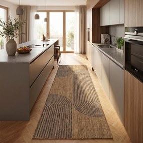 Fekete-barna kültéri-beltéri futószőnyeg 80x250 cm Mira 1453 – Ayyildiz Carpets