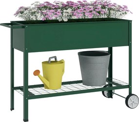 Outsunny Emelt Kertészeti Ágy 109x44x80 cm Emelt Városi Kert 2 Kerekekkel, Polccal és Oldalsó Fogantyúval Növények, Virágok, Zöldségek Növesztéséhez |