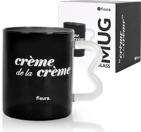 Fekete üvegpohár 'crème' átlátszó fogantyúval 410ml