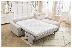 Krémszínű kordbársony kinyitható sarokkanapé (variálható) Monaco – Bobochic Paris