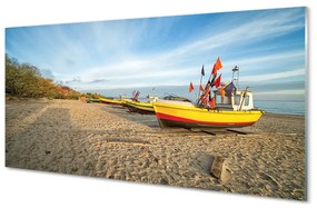 Akrilkép Gdańsk Beach csónak tenger 100x50 cm