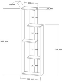 Könyvespolc Wand 160x50x19,6 cm - Walnut