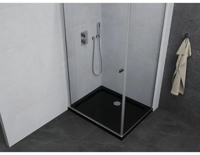 Mexen Pretoria, zuhanykabin 80 (ajtó) x 70 (fali) cm, 6mm átlátszó üveg, króm profil + fekete zuhanytálca, 852-080-070-01-00-4070