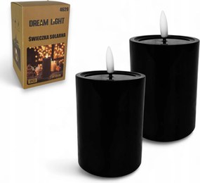 Led-es Mécses Gyertya Fekete kültéri gyertya 13cm érzékelő szett 2db