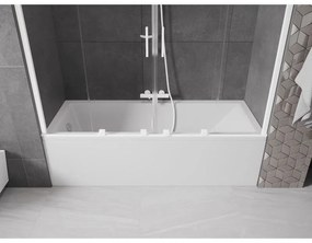 Mexen Velar Duo, 2 szárnyas eltolható kádparaván 180 x 150 cm, 8mm átlátszó üveg, fehér profil, 896-180-000-02-20