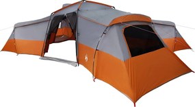 vidaXL Családi Sátor tetővel Szürke és narancs 833 x 585 x 216 cm taft
