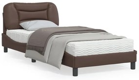 barna műbőr ágykeret matrac nélkül Hvar 90x190 cm