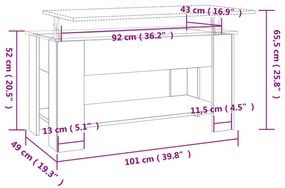 betonszürke szerelt fa dohányzóasztal 101 x 49 x 52 cm