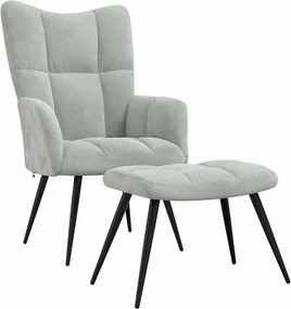 vidaXL Pihenőszék puffal 2 pcs Világosszürke Bársony