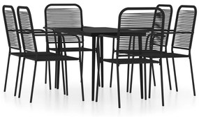 vidaXL 7 részes fekete kerti étkezőgarnitúra