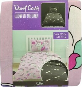 Gyerek ágyneműhuzat The Cookie Company 140x200 Unikornis Világít a sötétben